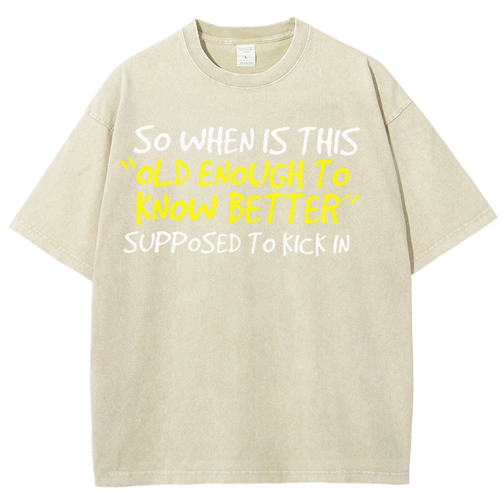 So When Is This Old Enough To Know Better Supposed To Kick In Vintage Distressed T-shirt