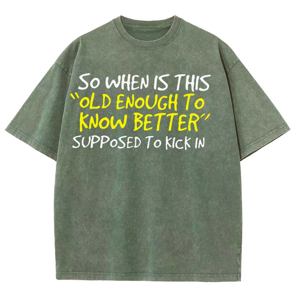 So When Is This Old Enough To Know Better Supposed To Kick In Vintage Distressed T-shirt