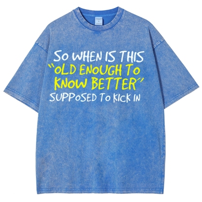 So When Is This Old Enough To Know Better Supposed To Kick In Vintage Distressed T-shirt