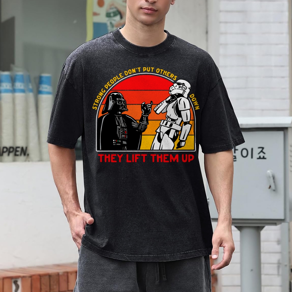 Strong People Graphic Vintage Distressed Washed T-shirt