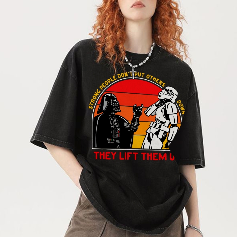 Strong People Graphic Vintage Distressed Washed T-shirt