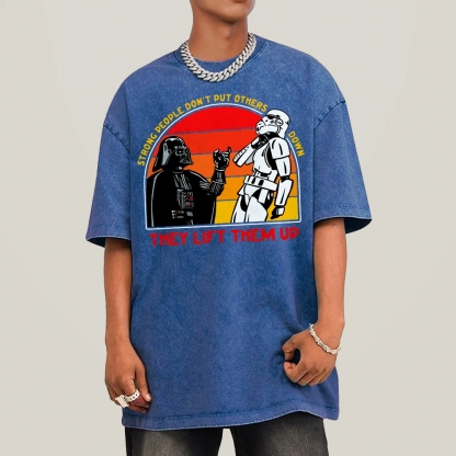 Strong People Graphic Vintage Distressed Washed T-shirt