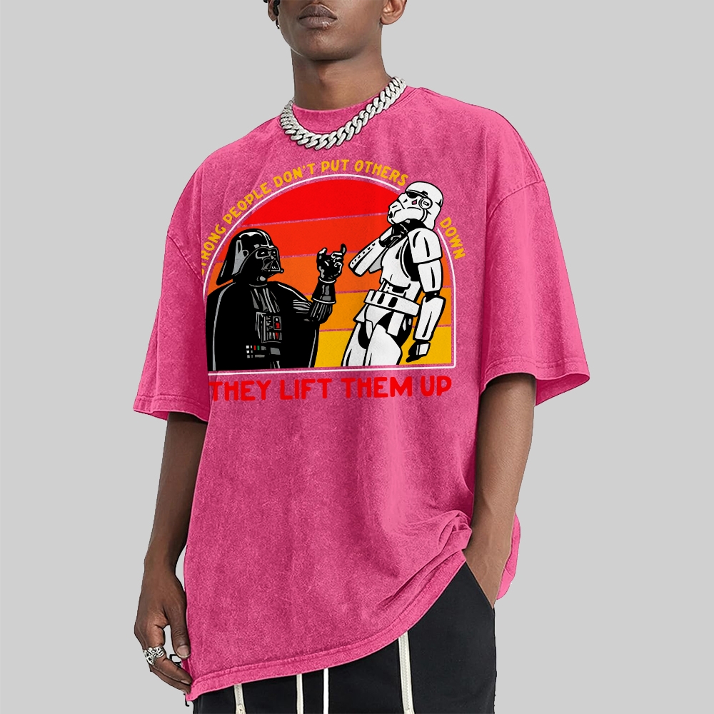 Strong People Graphic Vintage Distressed Washed T-shirt