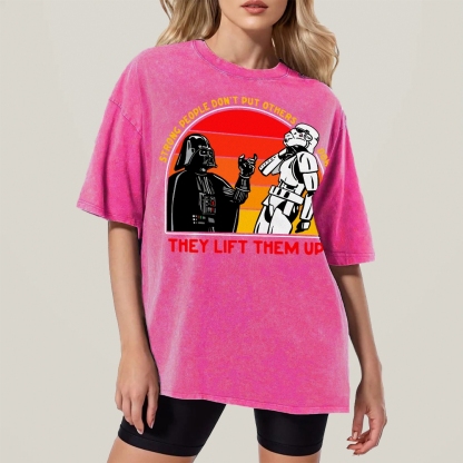 Strong People Graphic Vintage Distressed Washed T-shirt