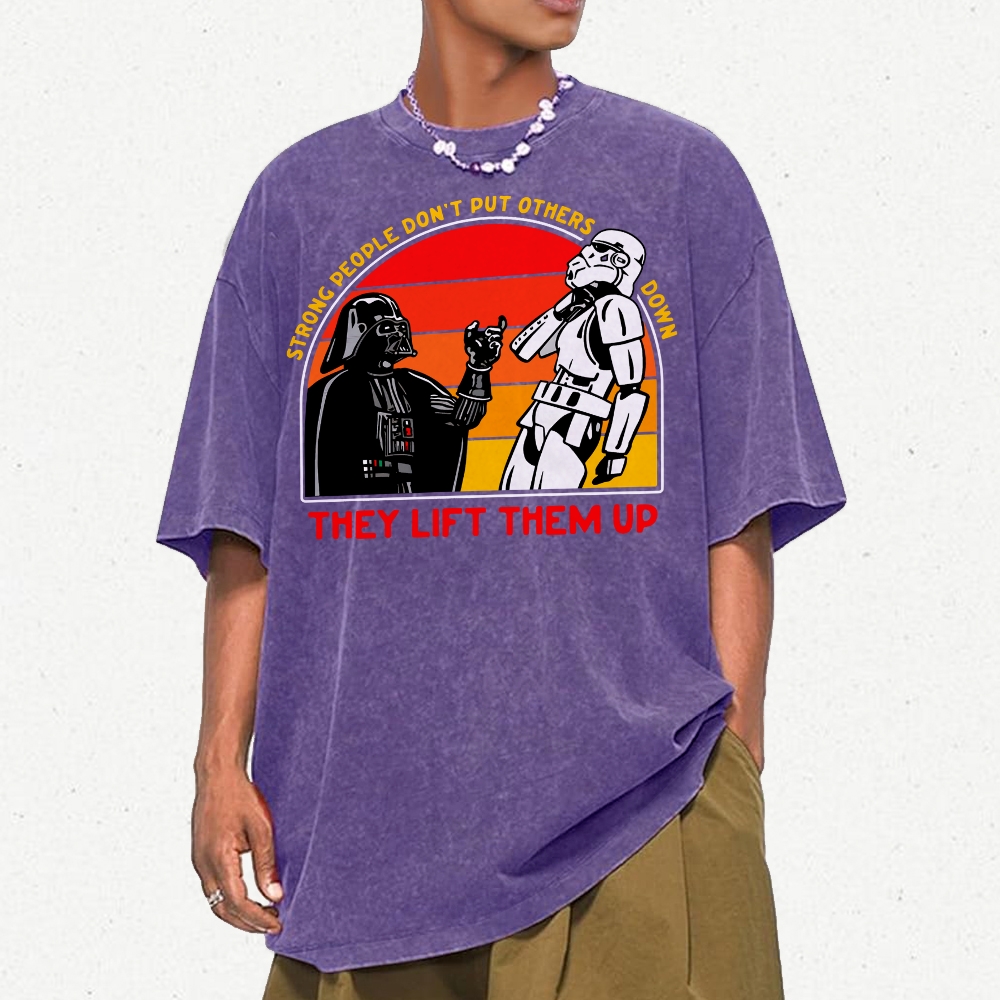 Strong People Graphic Vintage Distressed Washed T-shirt