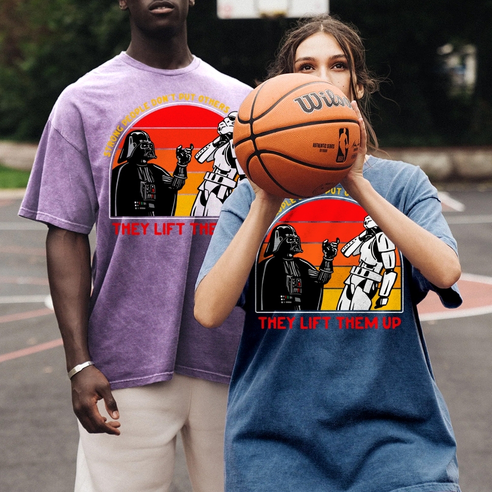 Strong People Graphic Vintage Distressed Washed T-shirt