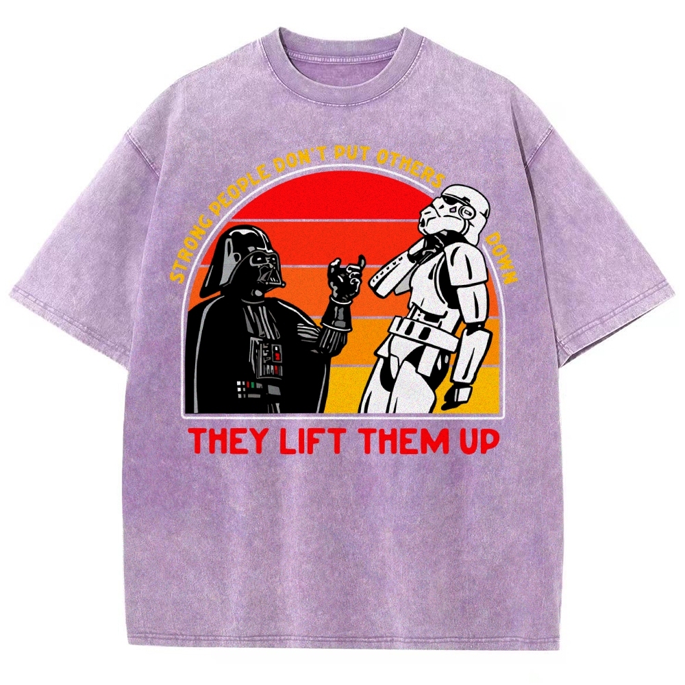 Strong People Graphic Vintage Distressed Washed T-shirt