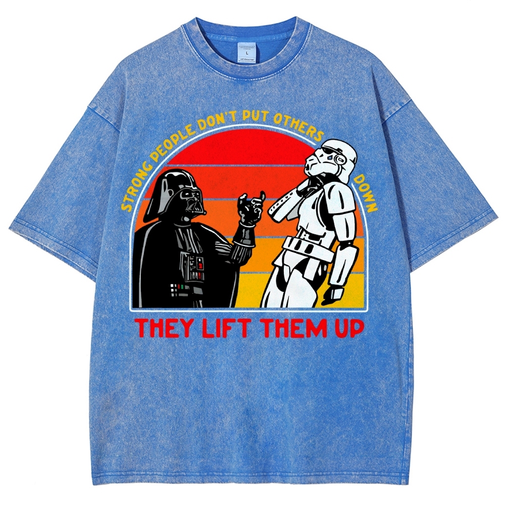 Strong People Graphic Vintage Distressed Washed T-shirt