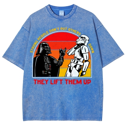 Strong People Graphic Vintage Distressed Washed T-shirt