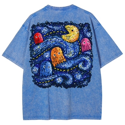 Starry Pacman Washed T-Shirt