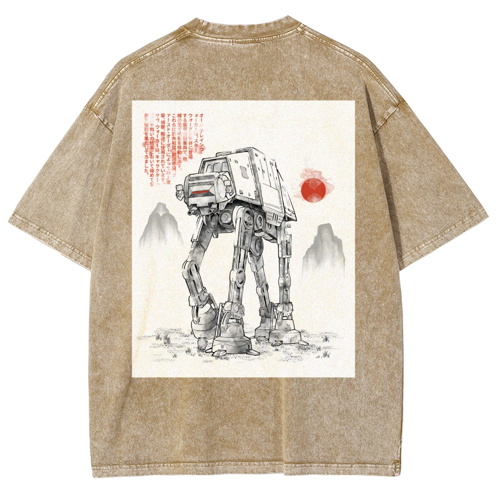 Astrobot Invention Armored Walker Back Print Washed T-Shirt