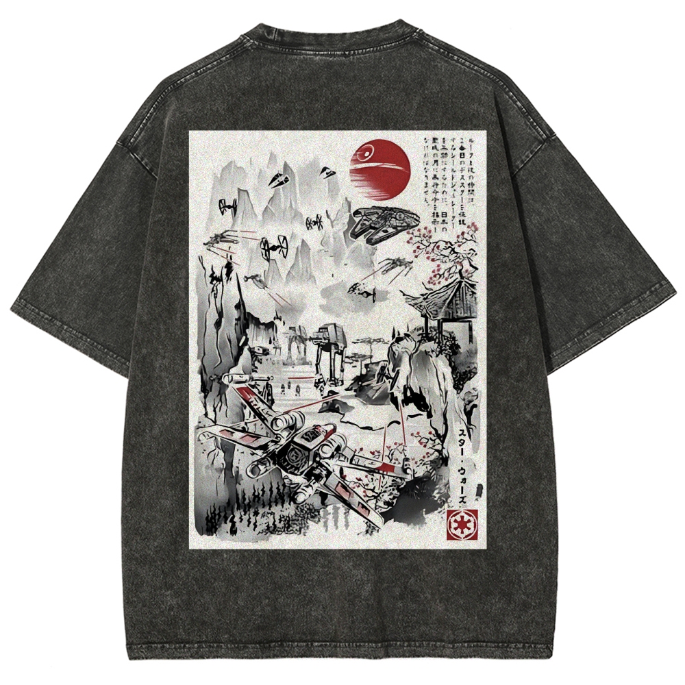 Last Battle of the Galactic Civil War Back Print Washed T-Shirt