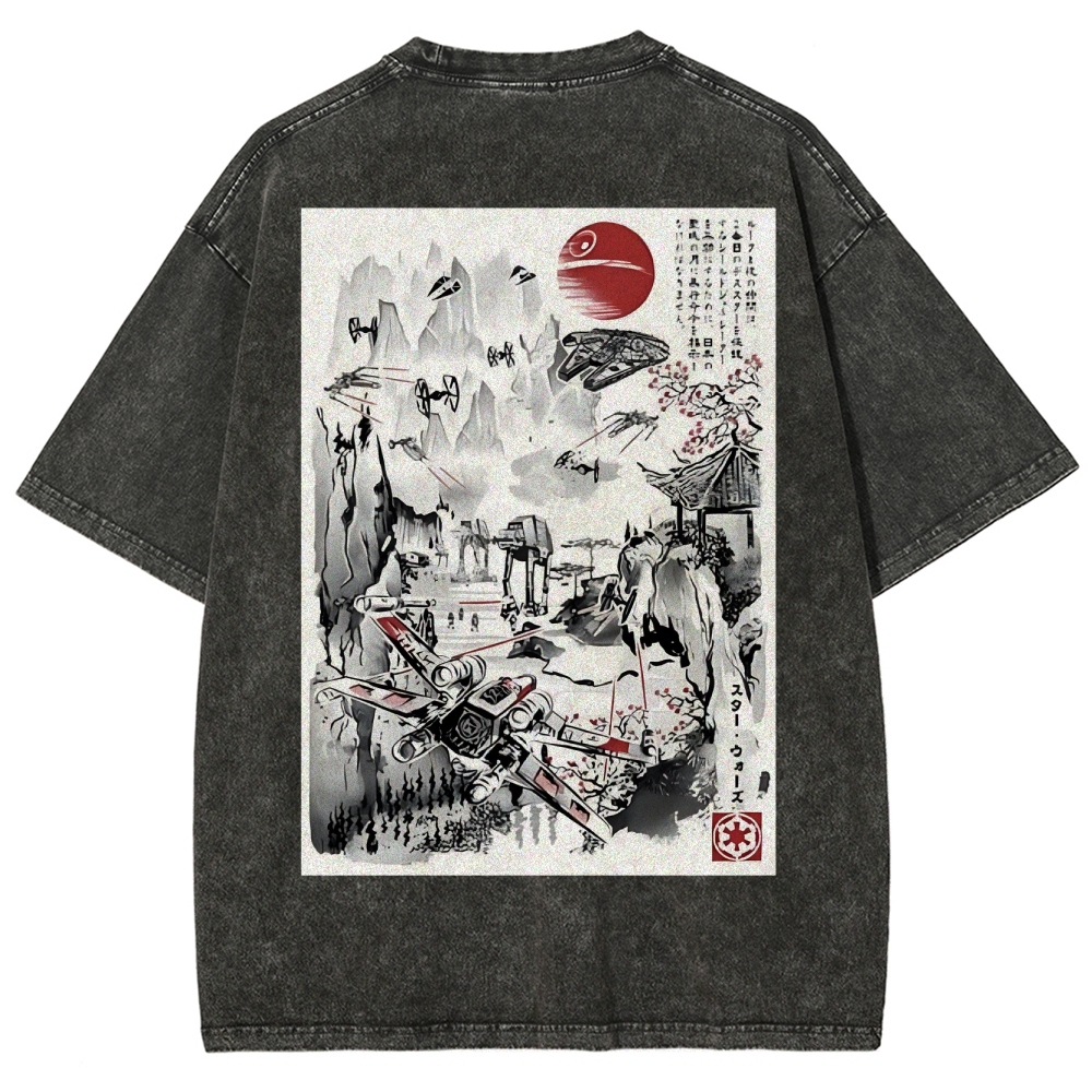 Last Battle of the Galactic Civil War Back Print Washed T-Shirt
