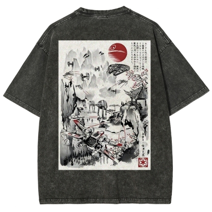 Last Battle of the Galactic Civil War Back Print Washed T-Shirt