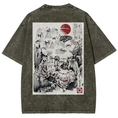 Last Battle of the Galactic Civil War Back Print Washed T-Shirt