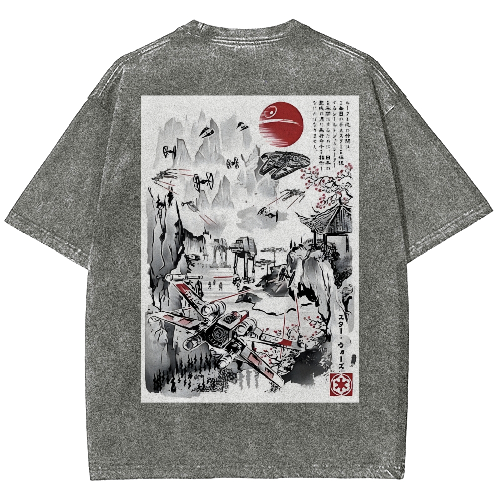 Last Battle of the Galactic Civil War Back Print Washed T-Shirt