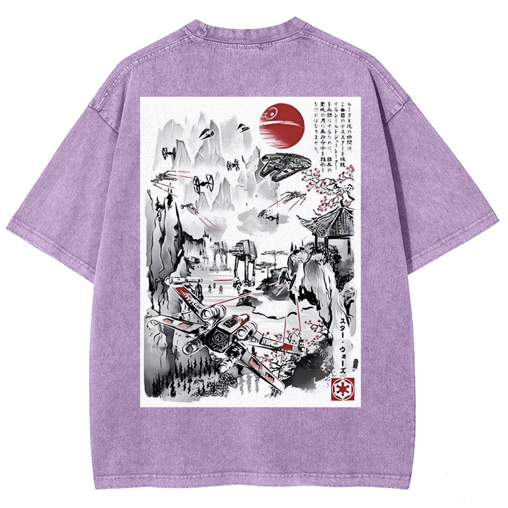 Last Battle of the Galactic Civil War Back Print Washed T-Shirt