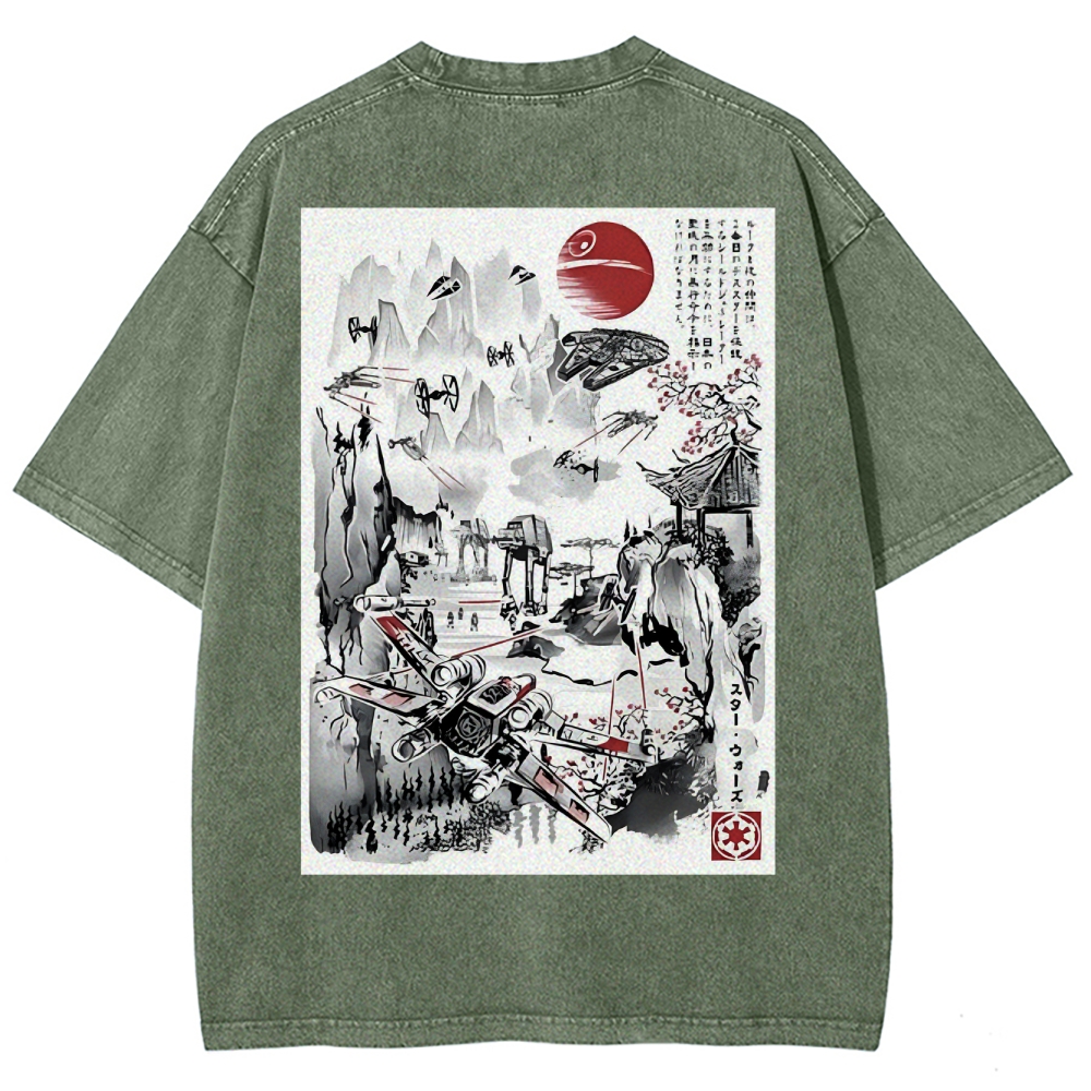 Last Battle of the Galactic Civil War Back Print Washed T-Shirt