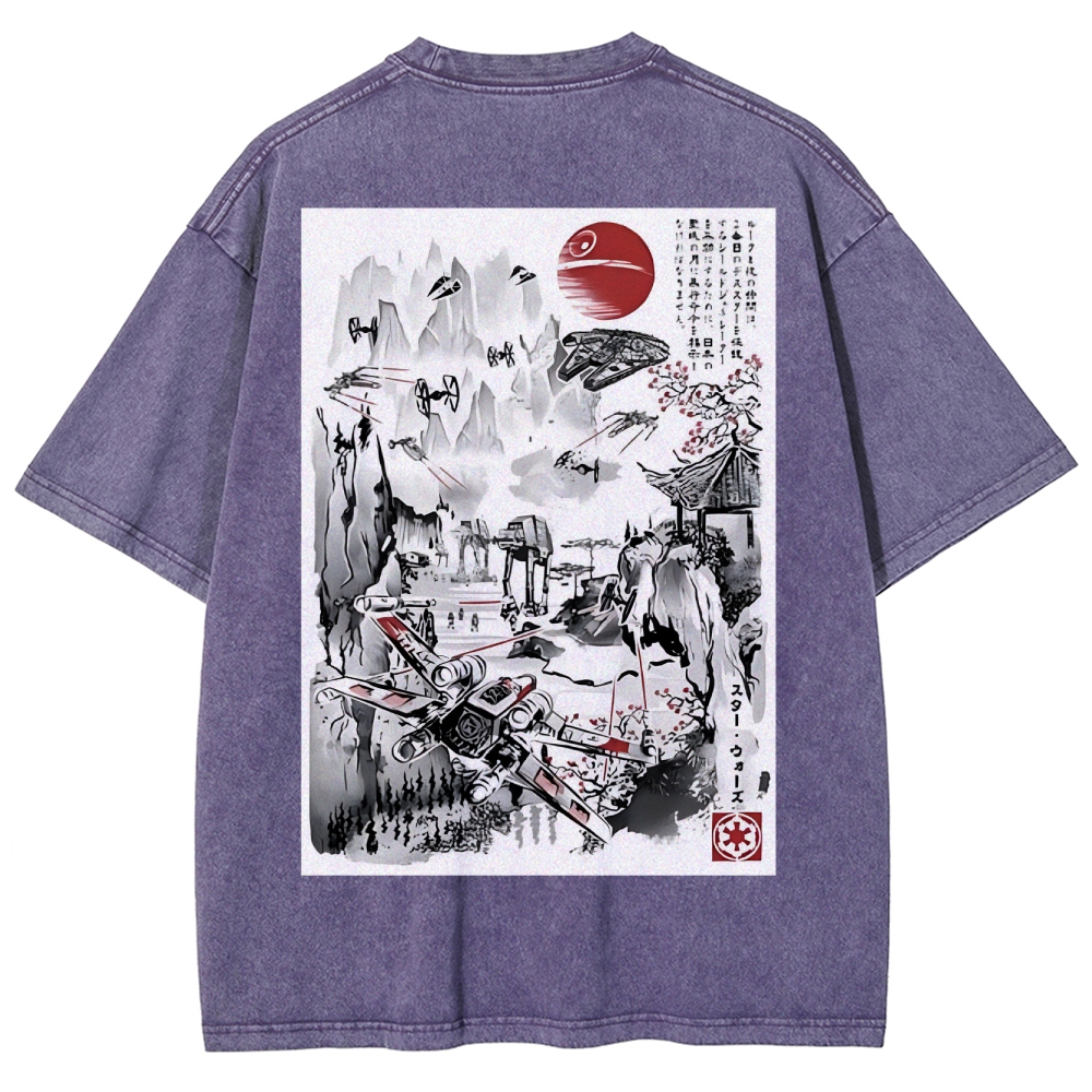 Last Battle of the Galactic Civil War Back Print Washed T-Shirt