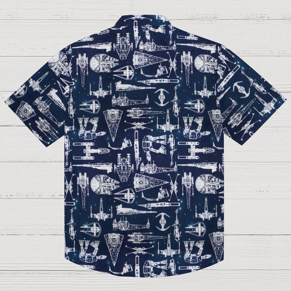 Space War Galaxy Ship Blueprints Geek Hawaiian Shirt