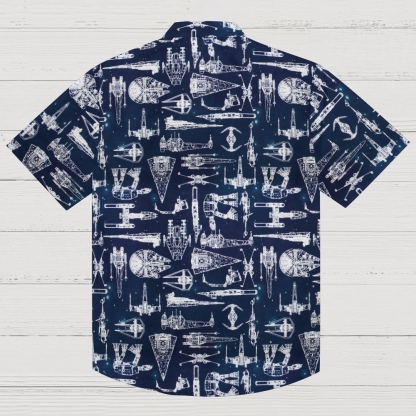 Space War Galaxy Ship Blueprints Geek Hawaiian Shirt