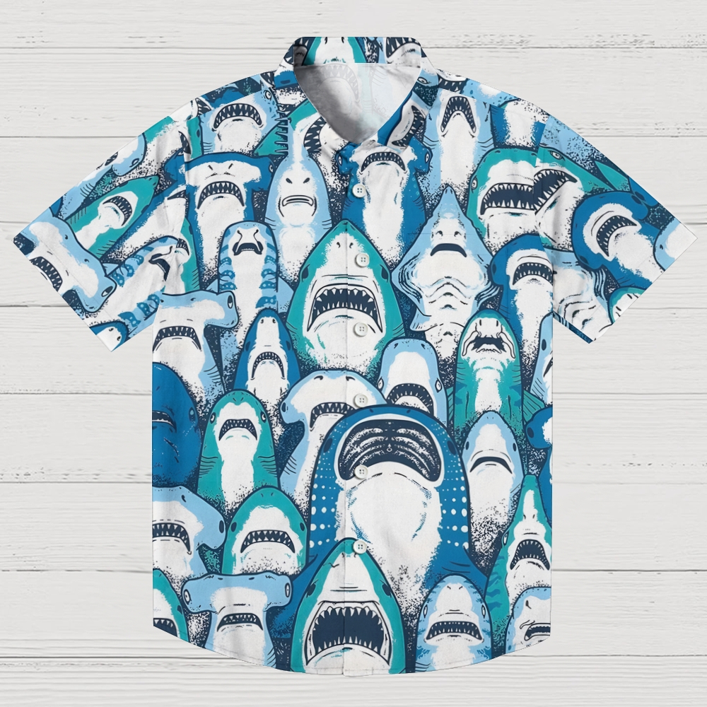 Shark Art Printed Geek Hawaiian Shirt