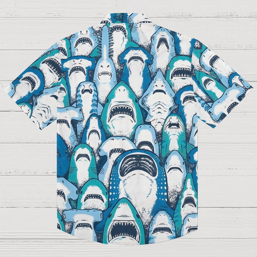 Shark Art Printed Geek Hawaiian Shirt