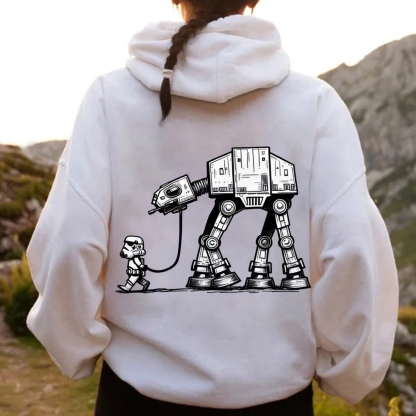 Empire Robot Dog-Star Wars Printed Back Unisex Cotton Hoodie