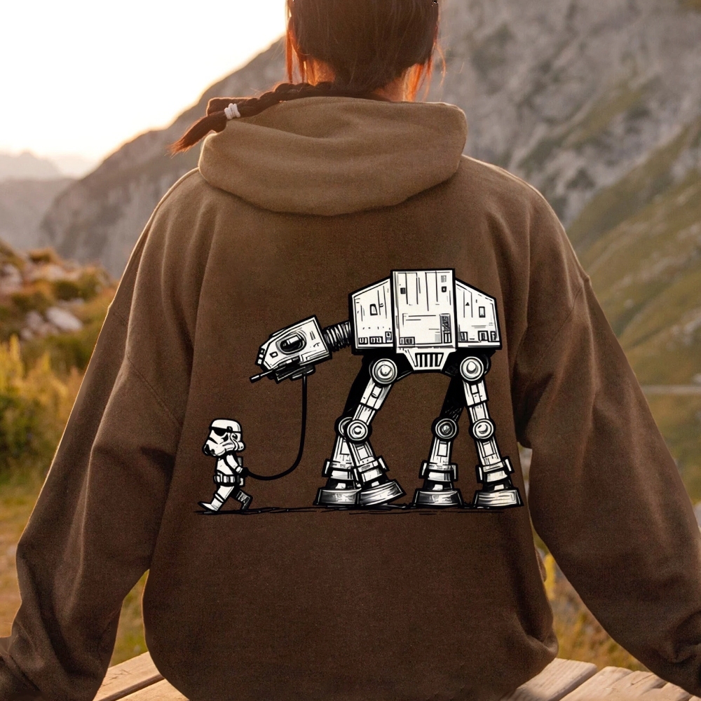 Empire Robot Dog-Star Wars Printed Back Unisex Cotton Hoodie
