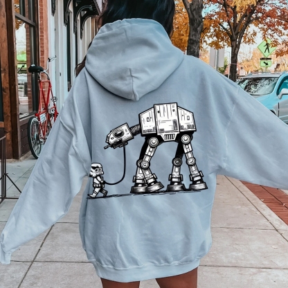 Empire Robot Dog-Star Wars Printed Back Unisex Cotton Hoodie