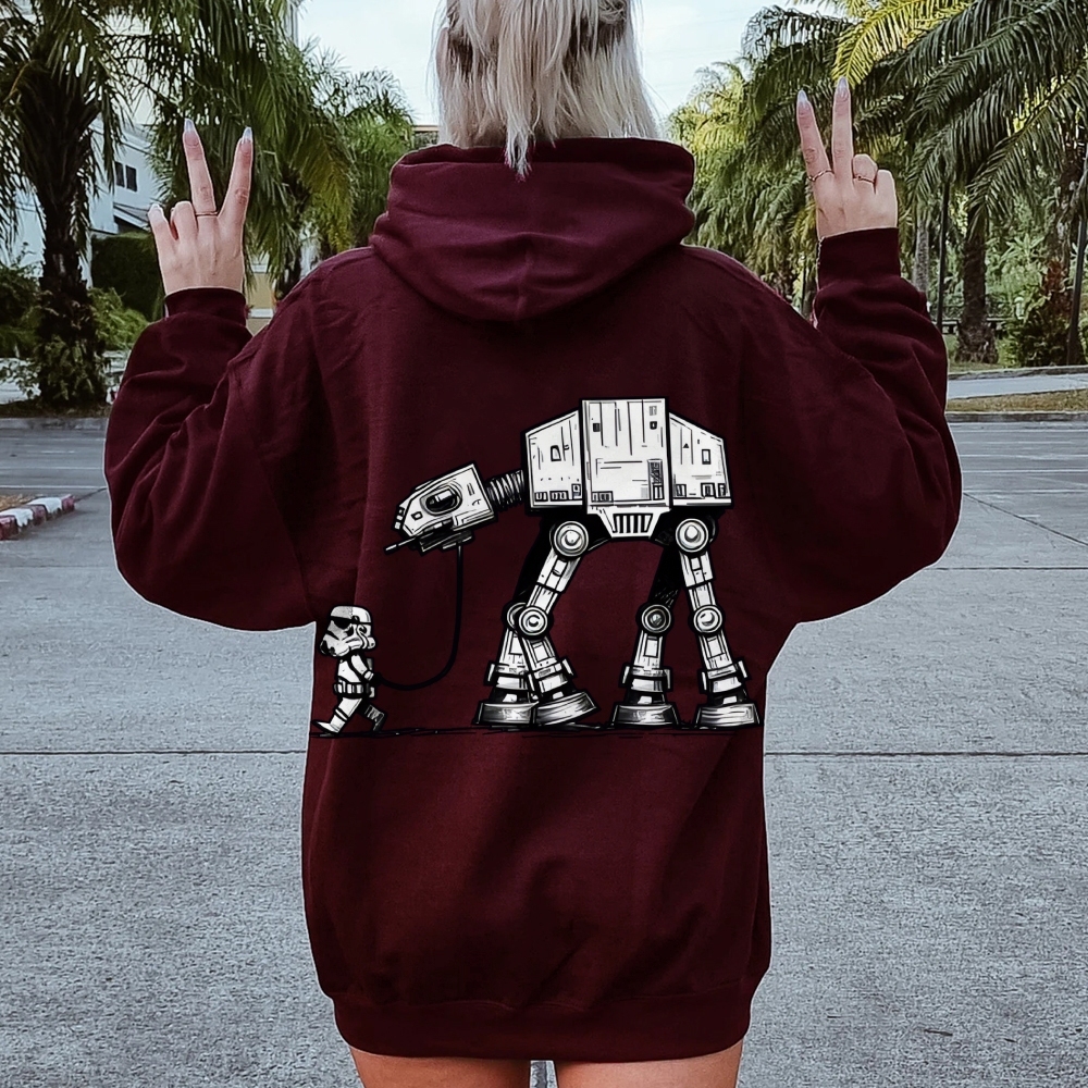 Empire Robot Dog-Star Wars Printed Back Unisex Cotton Hoodie