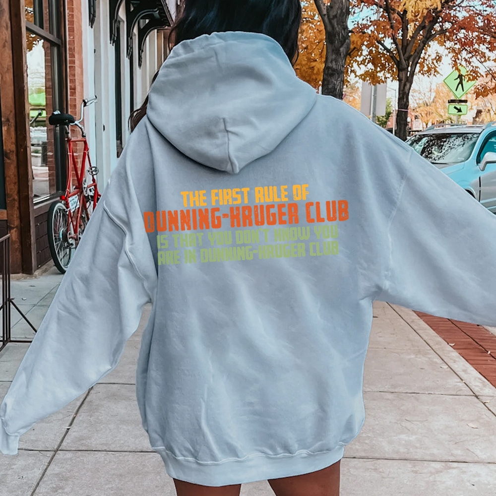 Dunning-Kruger Club Printed Back Unisex Cotton Hoodie