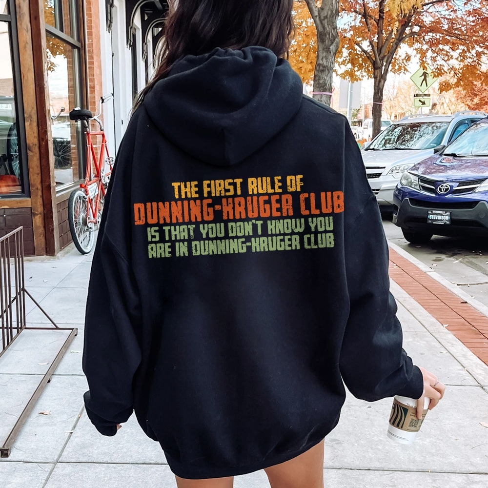 Dunning-Kruger Club Printed Back Unisex Cotton Hoodie