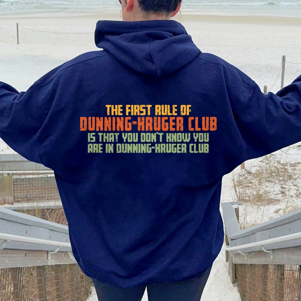 Dunning-Kruger Club Printed Back Unisex Cotton Hoodie