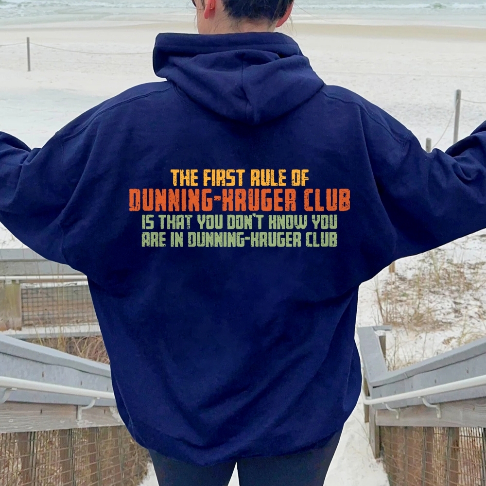 Dunning-Kruger Club Printed Back Unisex Cotton Hoodie