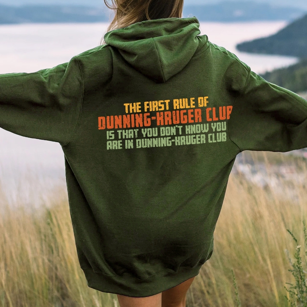 Dunning-Kruger Club Printed Back Unisex Cotton Hoodie