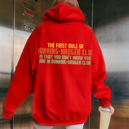 Dunning-Kruger Club Printed Back Unisex Cotton Hoodie