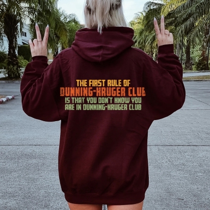 Dunning-Kruger Club Printed Back Unisex Cotton Hoodie