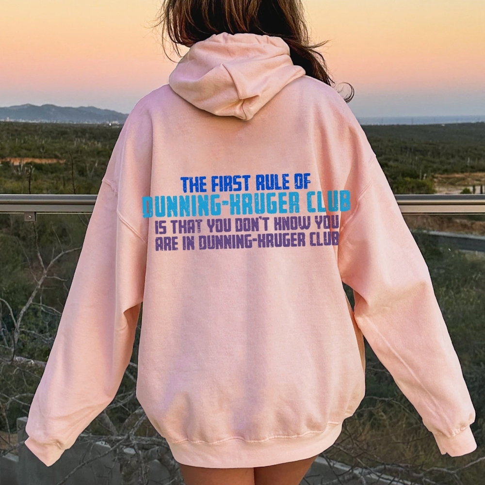 Dunning-Kruger Club Printed Back Unisex Cotton Hoodie