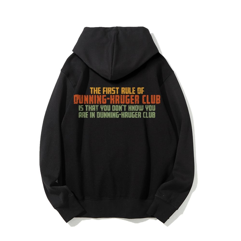 Dunning-Kruger Club Printed Back Unisex Cotton Hoodie