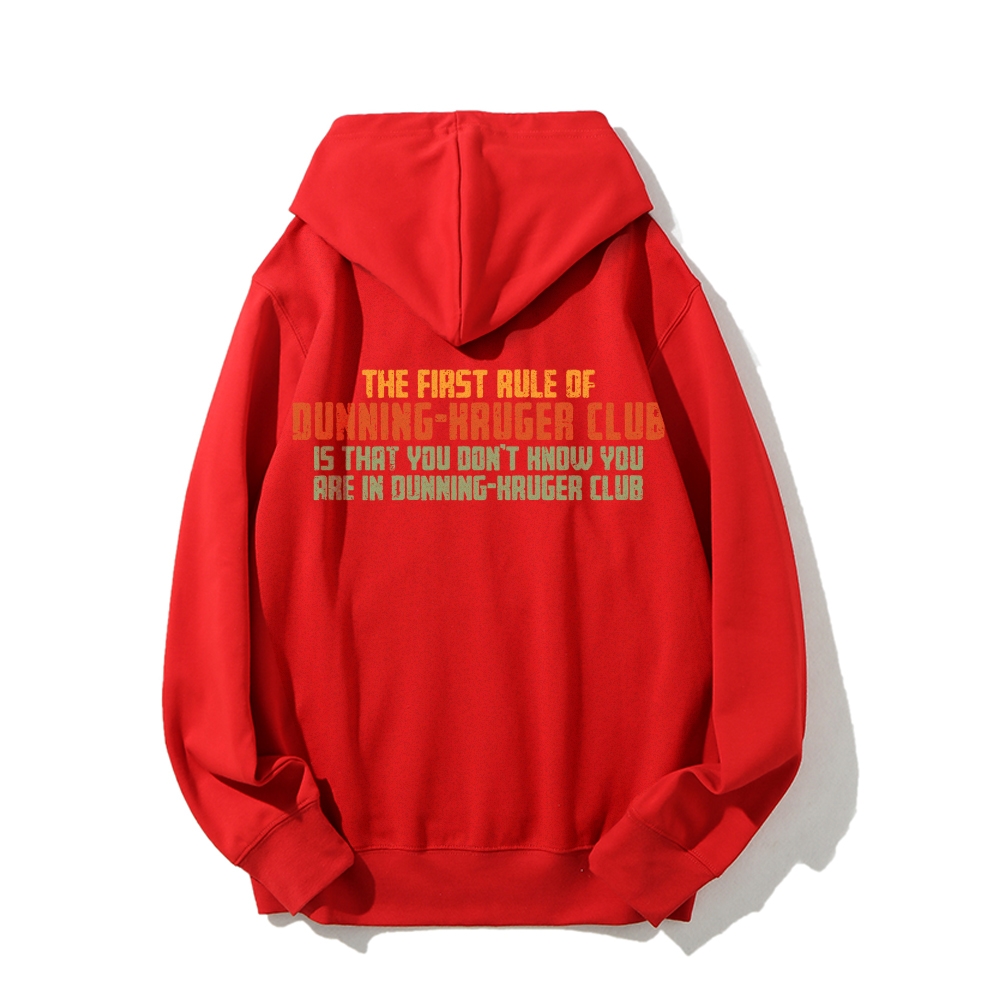 Dunning-Kruger Club Printed Back Unisex Cotton Hoodie