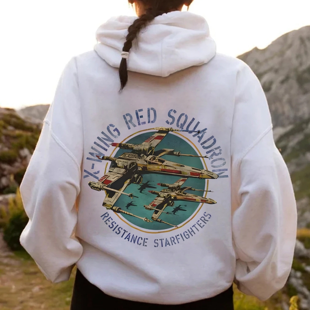 Star Wars X-Wing Squadron Faded Portrait Printed Back Unisex Cotton Hoodie