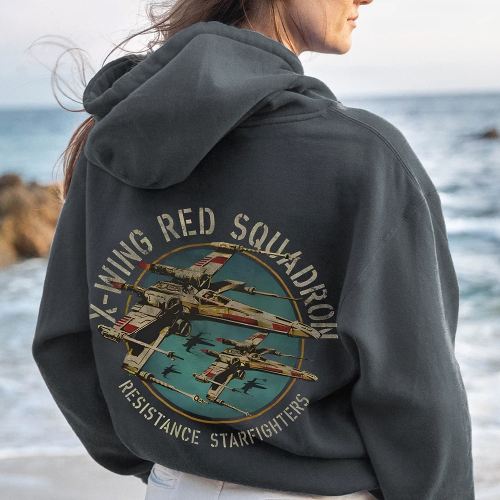 Star Wars X-Wing Squadron Faded Portrait Printed Back Unisex Cotton Hoodie