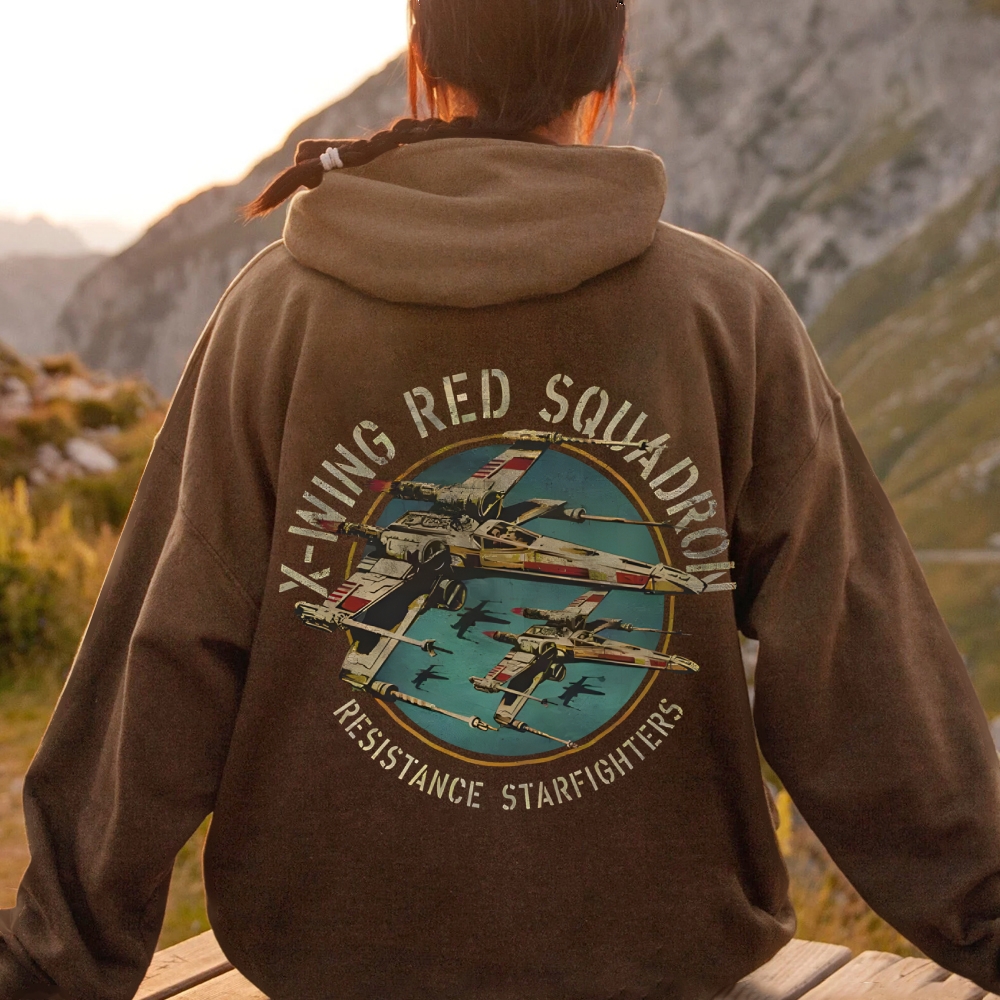 Star Wars X-Wing Squadron Faded Portrait Printed Back Unisex Cotton Hoodie