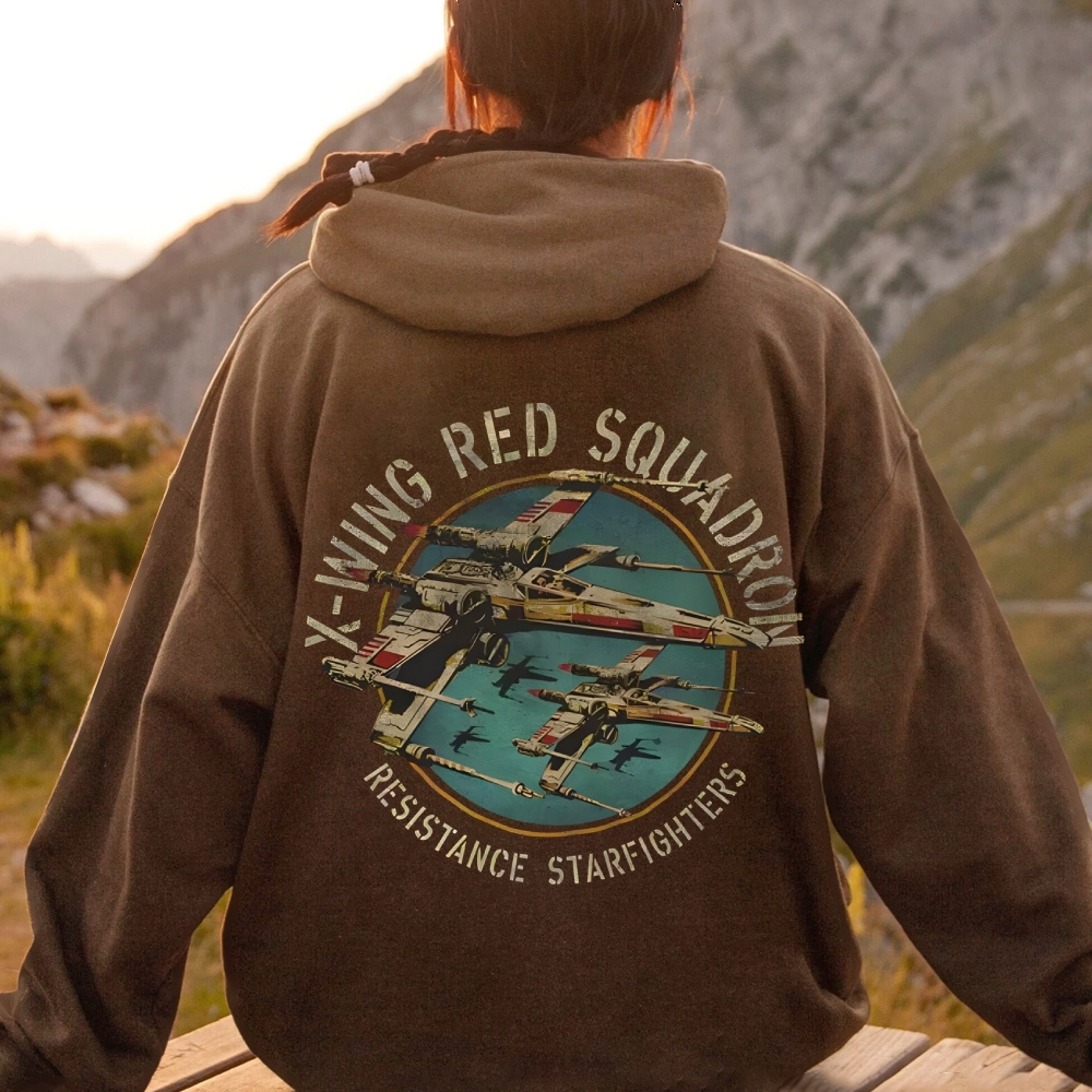 Star Wars X-Wing Squadron Faded Portrait Printed Back Unisex Cotton Hoodie
