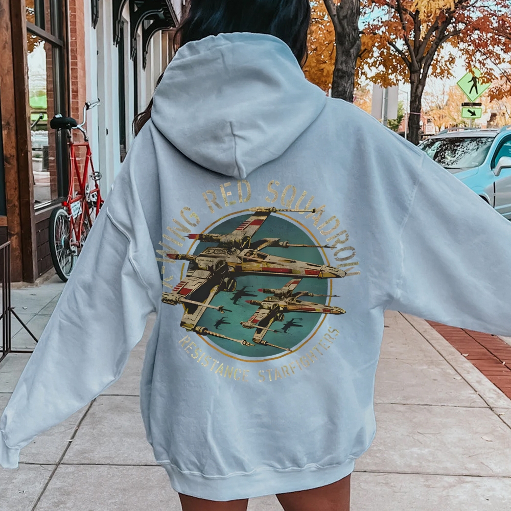 Star Wars X-Wing Squadron Faded Portrait Printed Back Unisex Cotton Hoodie