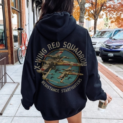 Star Wars X-Wing Squadron Faded Portrait Printed Back Unisex Cotton Hoodie