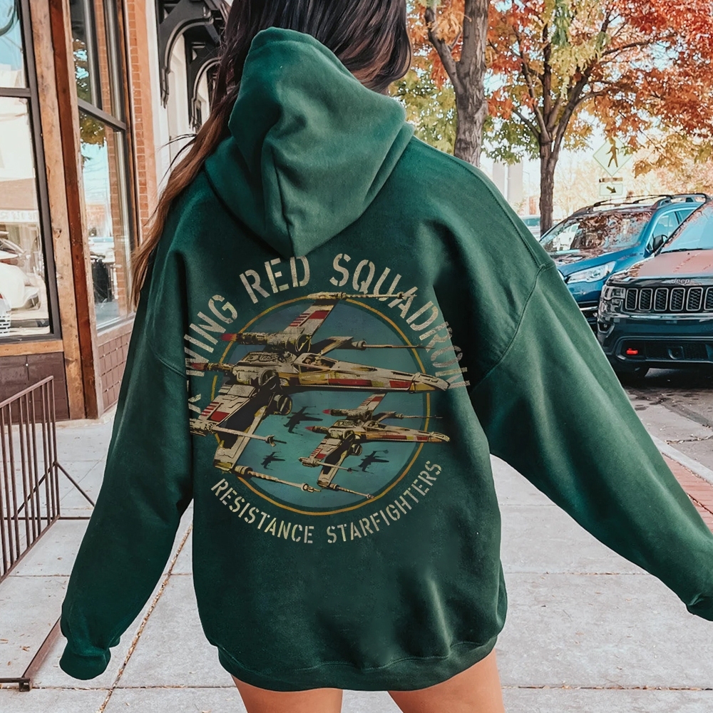 Star Wars X-Wing Squadron Faded Portrait Printed Back Unisex Cotton Hoodie