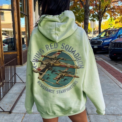 Star Wars X-Wing Squadron Faded Portrait Printed Back Unisex Cotton Hoodie