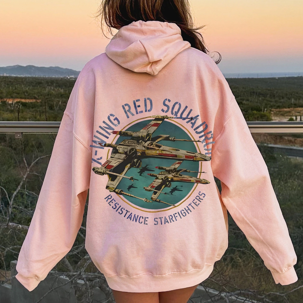 Star Wars X-Wing Squadron Faded Portrait Printed Back Unisex Cotton Hoodie
